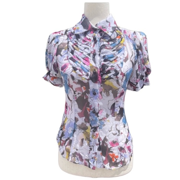 Dian Von Furstenberg Short Sleeve Silk Top - Picture 1 of 9